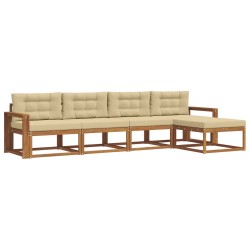 Ensemble de canapés d'extérieur 5 pcs Naturel et Beige 525622525622