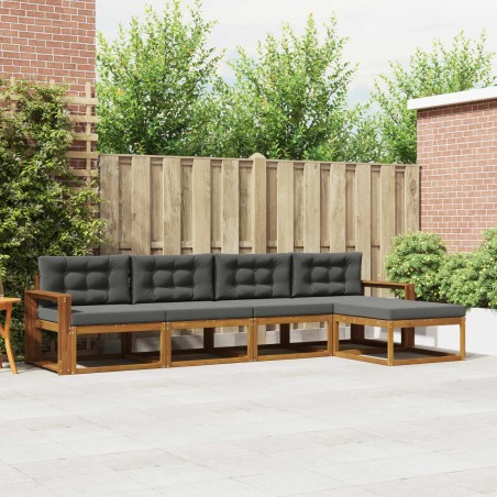 Ensemble de canapés d'extérieur 5 pcs Naturel et Anthracite 525624525624