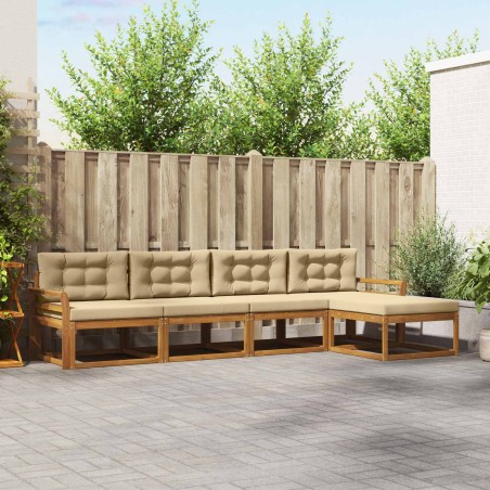 Ensemble de canapés d'extérieur 5 pcs Naturel et Beige 525627525627