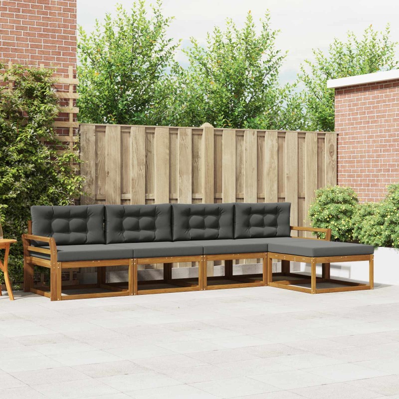 Ensemble de canapés d'extérieur 5 pcs Naturel et Anthracite 525629525629
