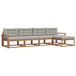Ensemble de canapés d'extérieur 5 pcs Gris Naturel et Clair 525630525630