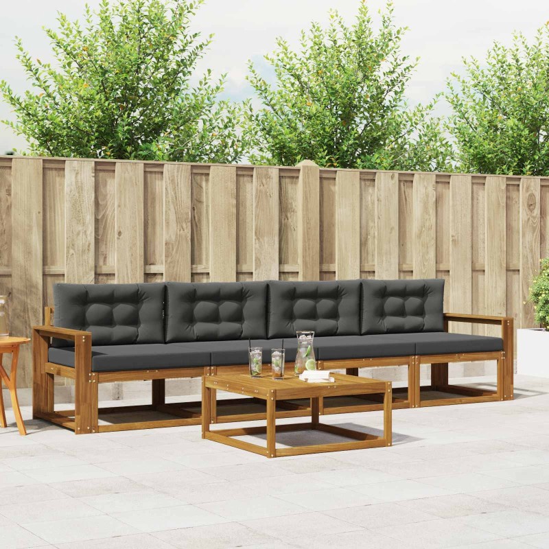 Ensemble de canapés d'extérieur 5 pcs Naturel et Anthracite 525632525632