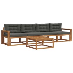 Ensemble de canapés d'extérieur 5 pcs Naturel et Anthracite 525632525632