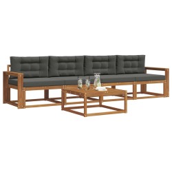 Ensemble de canapés d'extérieur 5 pcs Naturel et Anthracite 525632525632