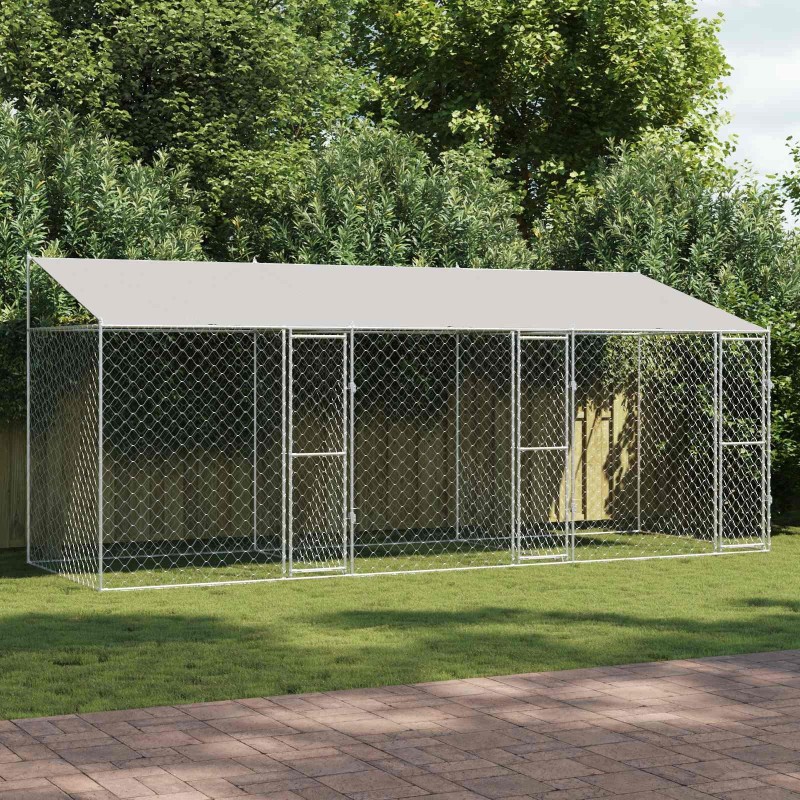 Cage pour chien avec toit Argenté 600 x 200 x 256 cm 525636525636