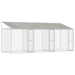 Cage pour chien avec toit Argenté 600 x 200 x 256 cm 525636525636