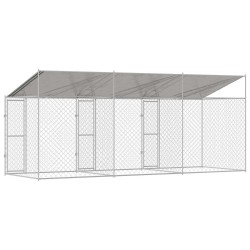 Cage pour chien avec toit Argenté 600 x 200 x 256 cm 525636525636