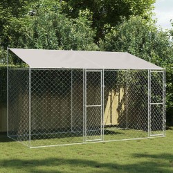 Cage pour chien avec toit Argenté 400 x 200 x 256 cm 525637525637