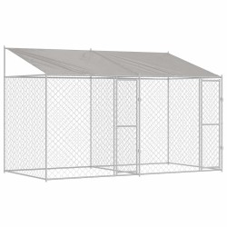 Cage pour chien avec toit Argenté 400 x 200 x 256 cm 525637525637