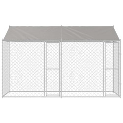 Cage pour chien avec toit Argenté 400 x 200 x 256 cm 525637525637