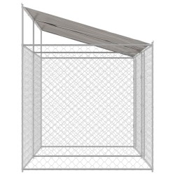 Cage pour chien avec toit Argenté 400 x 200 x 256 cm 525637525637