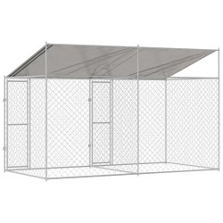 Cage pour chien avec toit Argenté 400 x 200 x 256 cm 525637525637