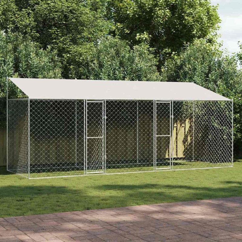 Cage pour chien avec toit Argenté 600 x 200 x 256 cm 525643525643