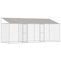 Cage pour chien avec toit Argenté 600 x 200 x 256 cm 525643525643