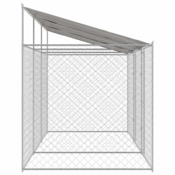 Cage pour chien avec toit Argenté 600 x 200 x 256 cm 525643525643