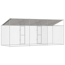 Cage pour chien avec toit Argenté 600 x 200 x 256 cm 525643525643