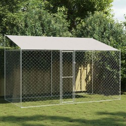 Cage pour chien avec toit Argenté 400 x 200 x 256 cm 525644525644