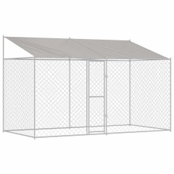 Cage pour chien avec toit Argenté 400 x 200 x 256 cm 525644525644