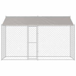 Cage pour chien avec toit Argenté 400 x 200 x 256 cm 525644525644