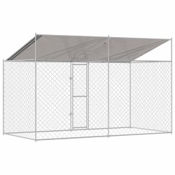 Cage pour chien avec toit Argenté 400 x 200 x 256 cm 525644525644