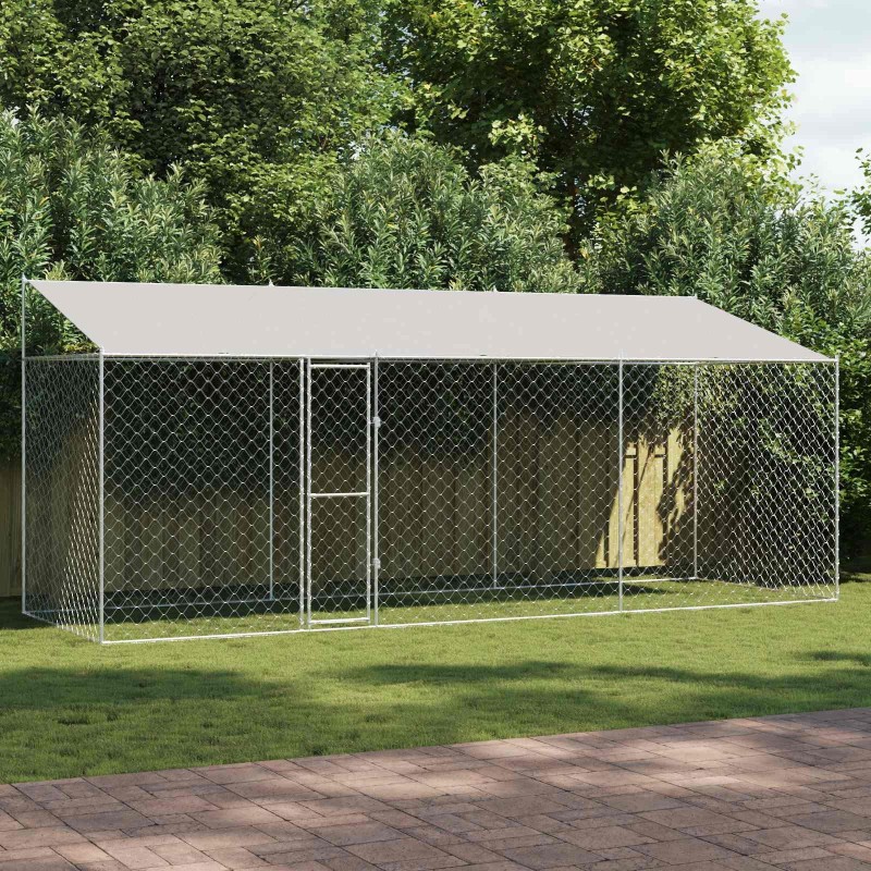 Cage pour chien avec toit Argenté 600 x 200 x 256 cm 525645525645