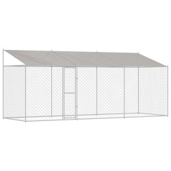 Cage pour chien avec toit Argenté 600 x 200 x 256 cm 525645525645
