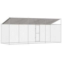 Cage pour chien avec toit Argenté 600 x 200 x 256 cm 525645525645