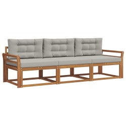 Ensemble de canapés d'extérieur 3 pcs Gris Naturel et Clair 525646525646