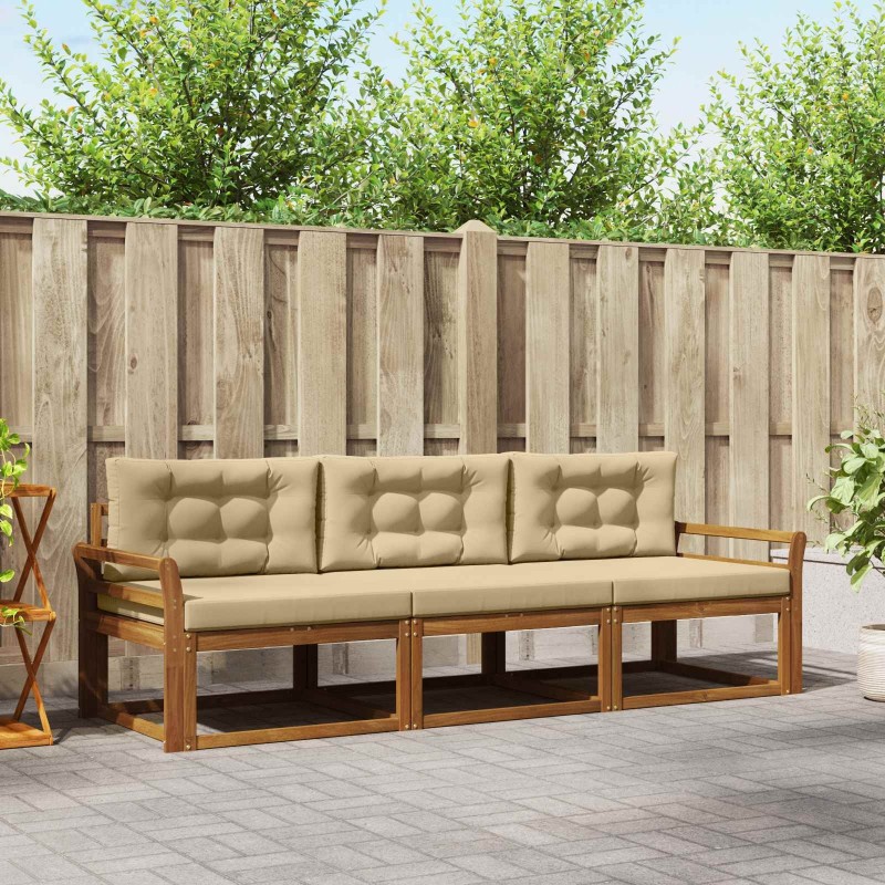 Ensemble de canapés d'extérieur 3 pcs Naturel et Beige 525648525648