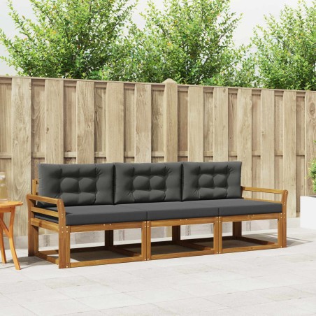 Ensemble de canapés d'extérieur 3 pcs Naturel et Anthracite 525649525649