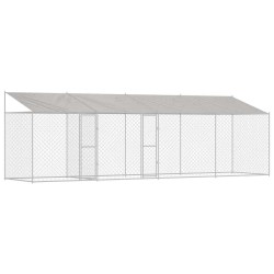 Cage pour chien avec toit Argenté 800 x 200 x 256 cm 525655525655