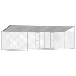 Cage pour chien avec toit Argenté 800 x 200 x 256 cm 525655525655