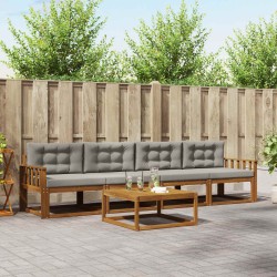 Ensemble de canapés d'extérieur 5 pcs Gris Naturel et Clair 525682525682