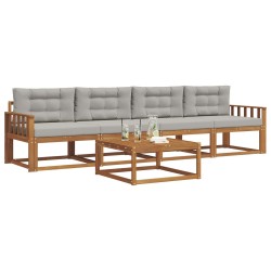 Ensemble de canapés d'extérieur 5 pcs Gris Naturel et Clair 525682525682