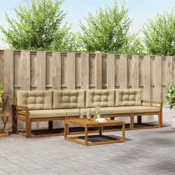 Ensemble de canapés d'extérieur 5 pcs Naturel et Beige 525685525685