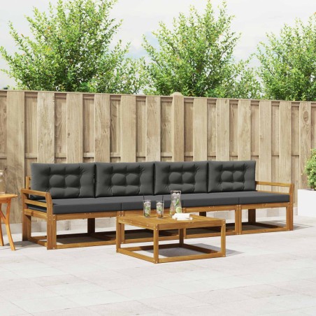 Ensemble de canapés d'extérieur 5 pcs Naturel et Anthracite 525686525686
