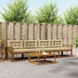 Ensemble de canapés d'extérieur 5 pcs Naturel et Beige 525690525690