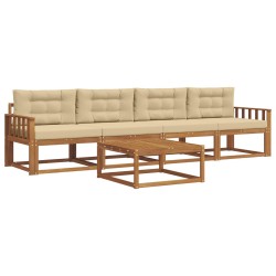 Ensemble de canapés d'extérieur 5 pcs Naturel et Beige 525690525690