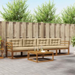 Ensemble de canapés d'extérieur 5 pcs Naturel et Beige 525694525694