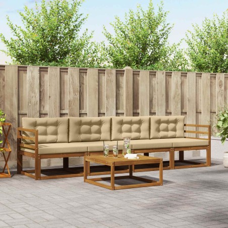 Ensemble de canapés d'extérieur 5 pcs Naturel et Beige 525694525694