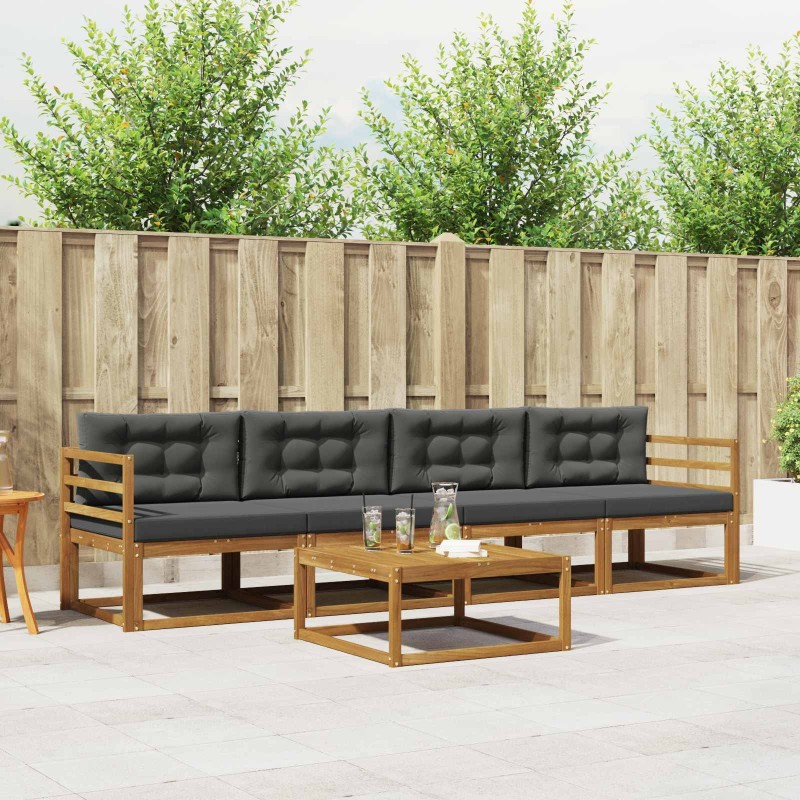 Ensemble de canapés d'extérieur 5 pcs Naturel et Anthracite 525695525695