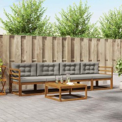 Ensemble de canapés d'extérieur 5 pcs Gris Naturel et Clair 525696525696