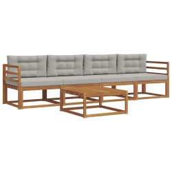 Ensemble de canapés d'extérieur 5 pcs Gris Naturel et Clair 525696525696