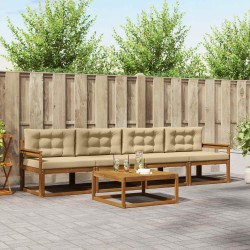 Ensemble de canapés d'extérieur 5 pcs Naturel et Beige 525698525698