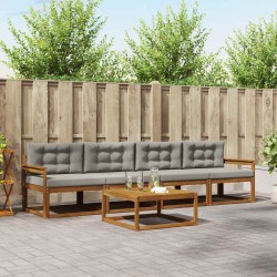 Ensemble de canapés d'extérieur 5 pcs Gris Naturel et Clair 525702525702