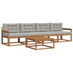 Ensemble de canapés d'extérieur 5 pcs Gris Naturel et Clair 525702525702