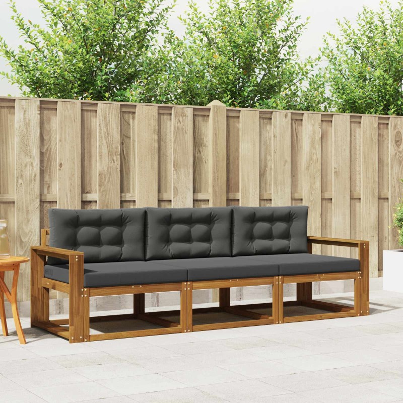 Ensemble de canapés d'extérieur 3 pcs Naturel et Anthracite 525705525705