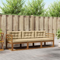 Ensemble de canapés d'extérieur 3 pcs Naturel et Beige 525706525706