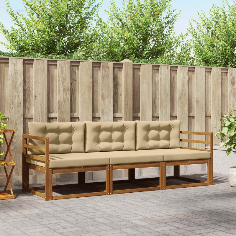 Ensemble de canapés d'extérieur 3 pcs Naturel et Beige 525706525706