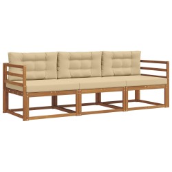Ensemble de canapés d'extérieur 3 pcs Naturel et Beige 525706525706
